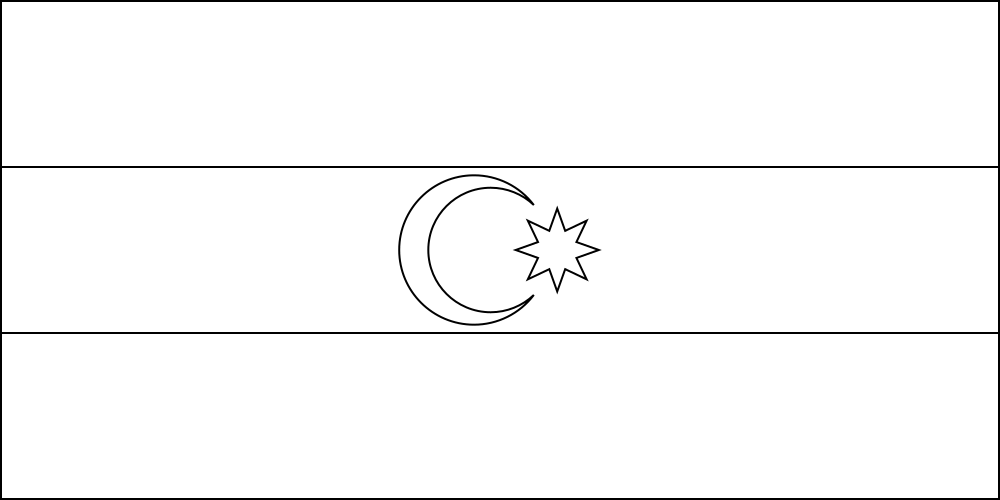 Aserbaidschan: Flagge zum Ausmalen