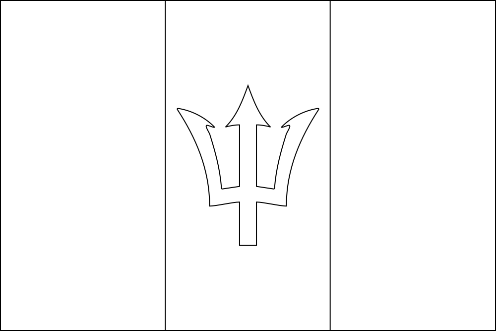 Barbados: Flagge zum Ausmalen