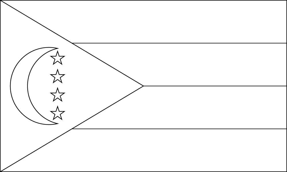 Komoren: Flagge zum Ausmalen