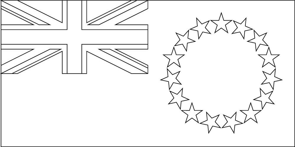 Cookinseln: Flagge zum Ausmalen