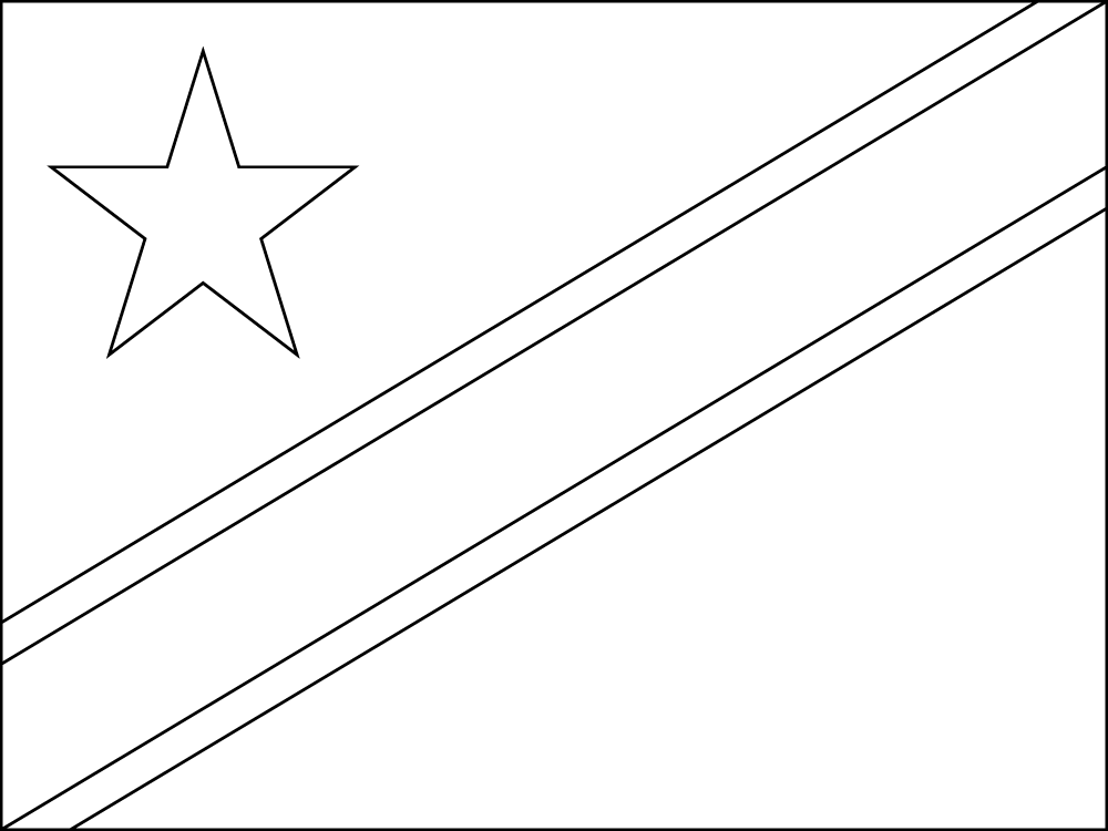 Kongo-Kinshasa: Flagge zum Ausmalen