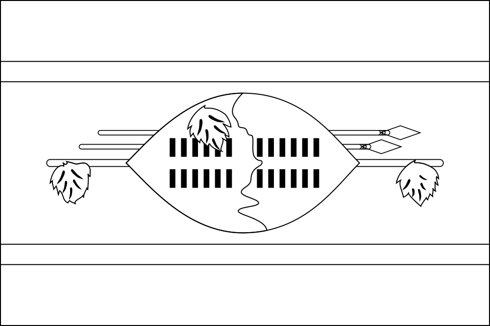 Eswatini: Flagge zum Ausmalen