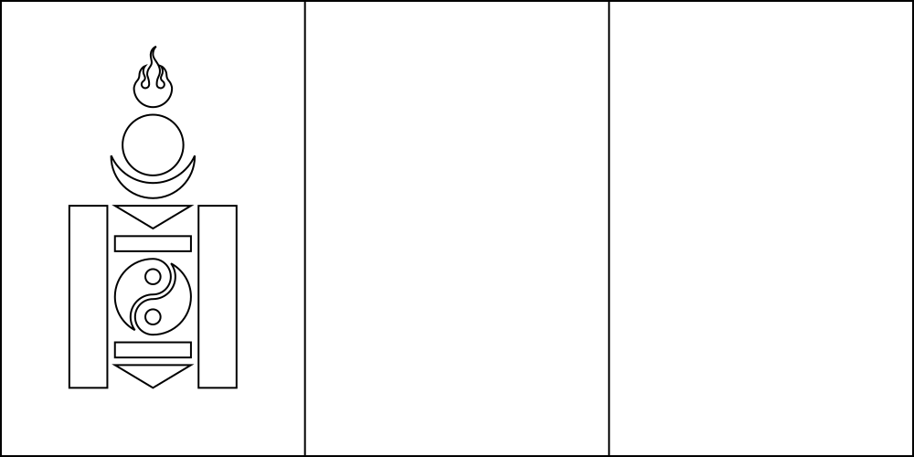 Mongolei: Flagge zum Ausmalen