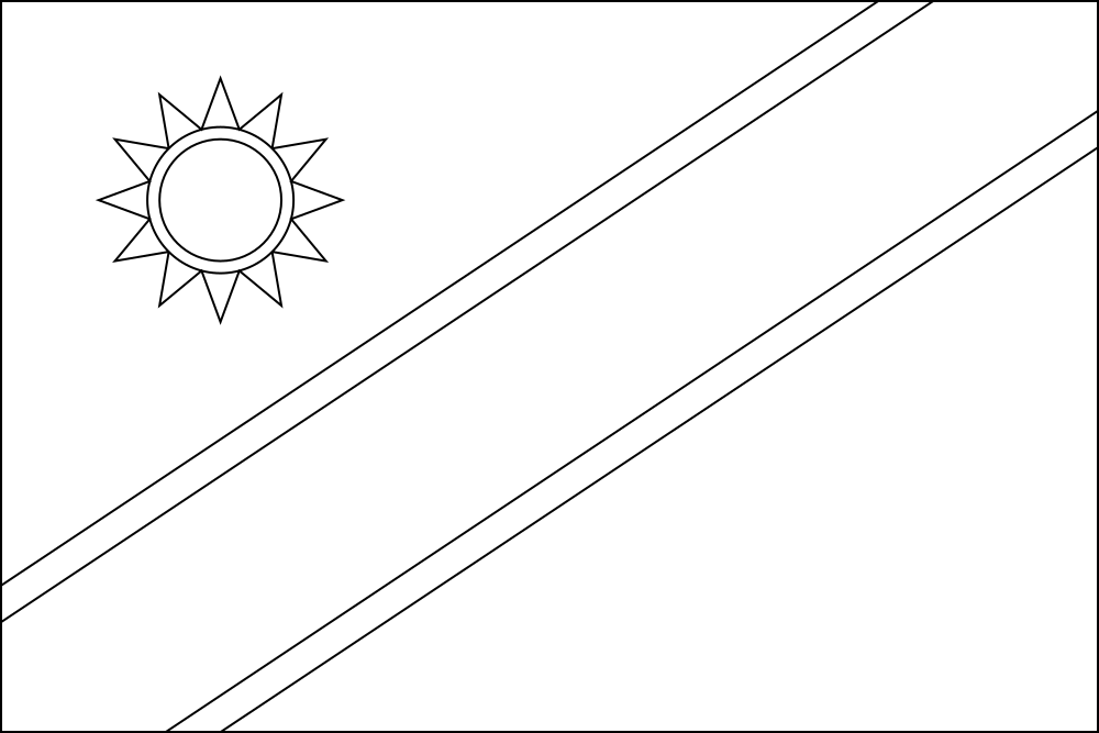 Namibia: Flagge zum Ausmalen