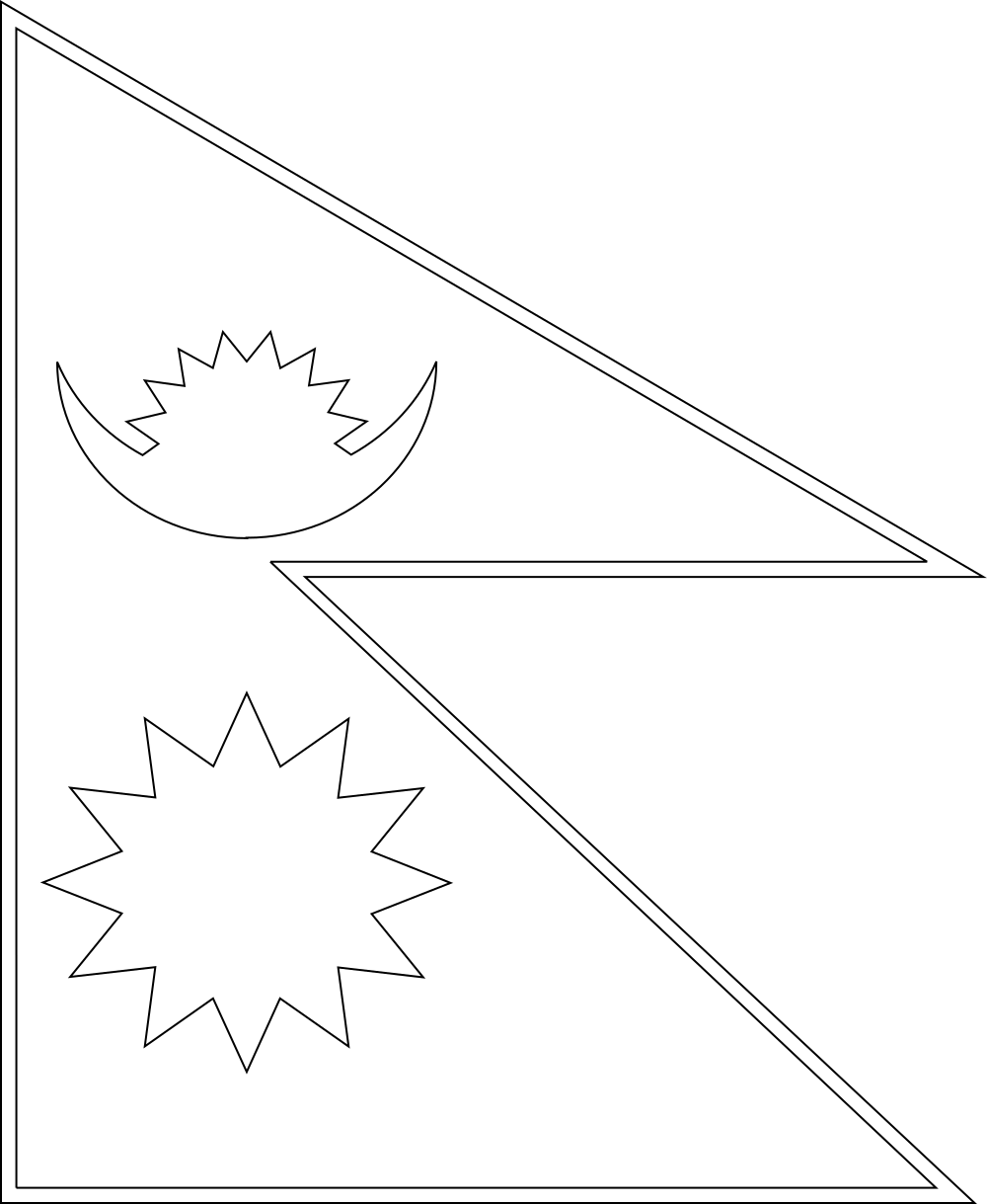 Nepal: Flagge zum Ausmalen