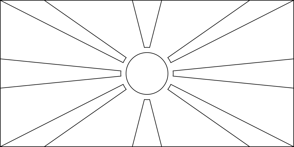 Nordmazedonien: Flagge zum Ausmalen