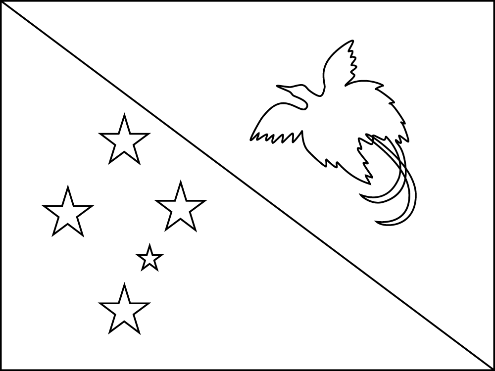 Papua-Neuguinea: Flagge zum Ausmalen
