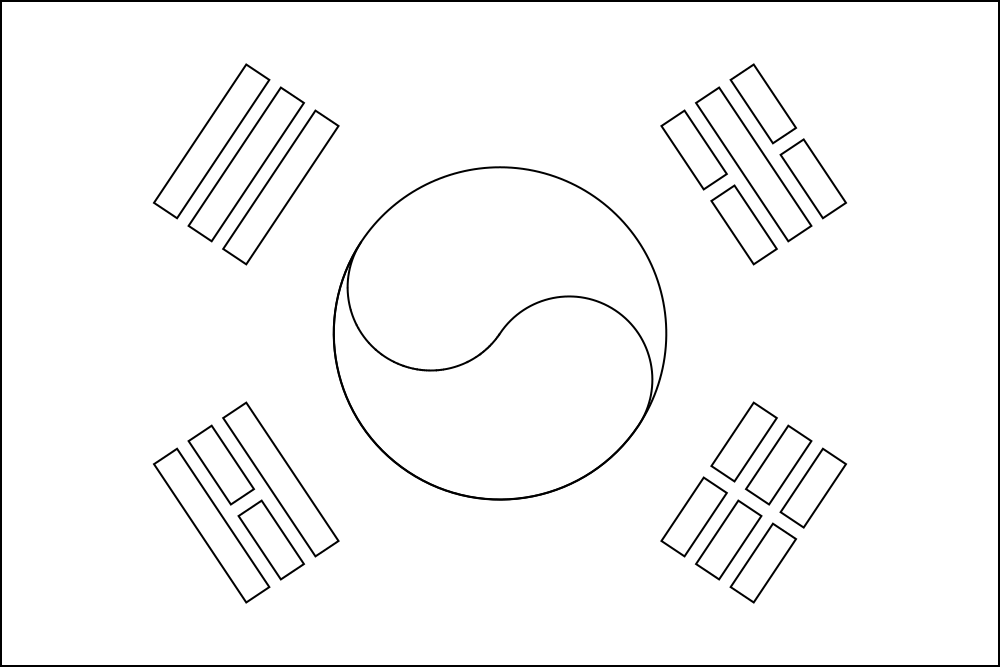 Südkorea: Flagge zum Ausmalen