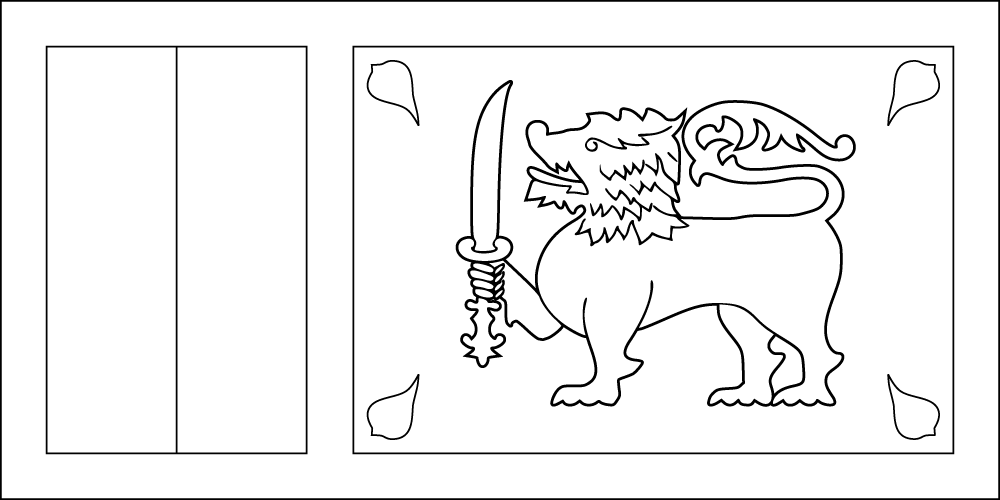 Sri Lanka: Flagge zum Ausmalen