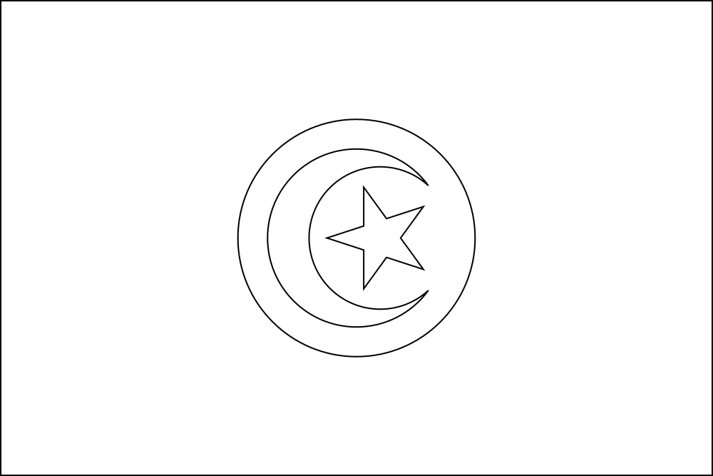 Tunesien: Flagge zum Ausmalen