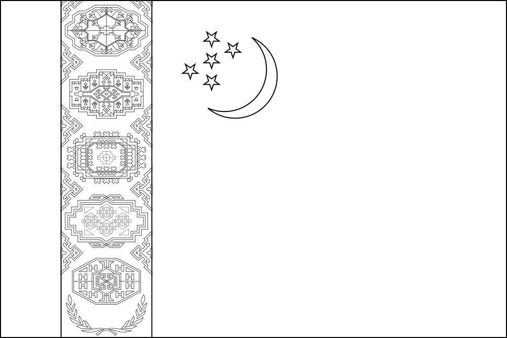Turkmenistan: Flagge zum Ausmalen