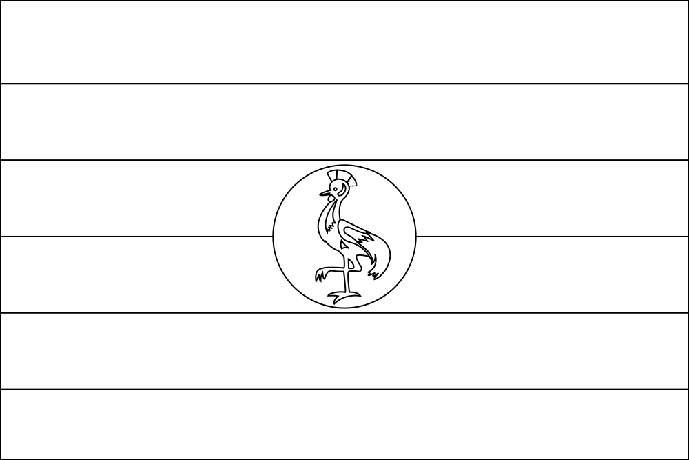 Uganda: Flagge zum Ausmalen