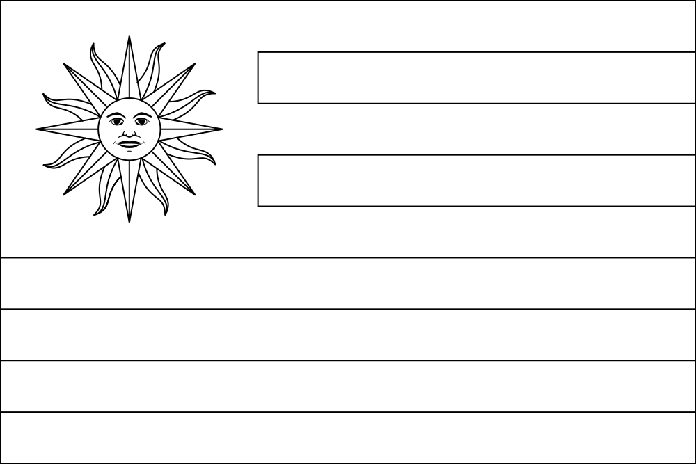 Uruguay: Flagge zum Ausmalen