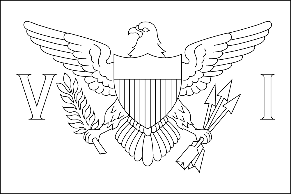 Amerikanische Jungferninseln: Flagge zum Ausmalen