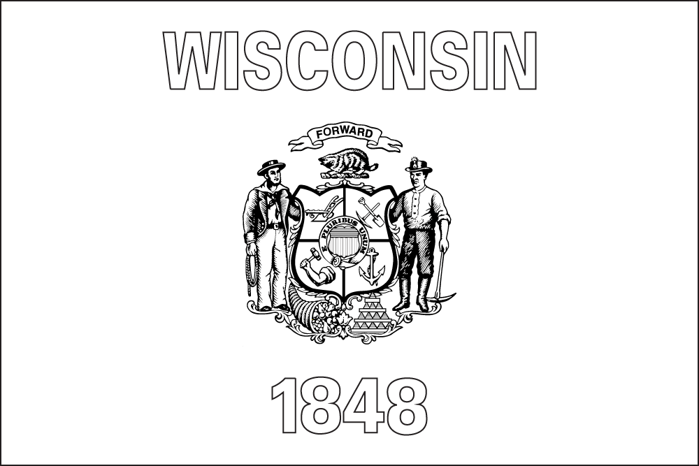 Wisconsin: Flagge zum Ausmalen